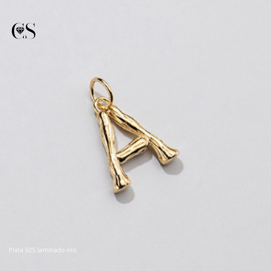 Dije letra &quot;A&quot; plata 925+Laminado oro18k