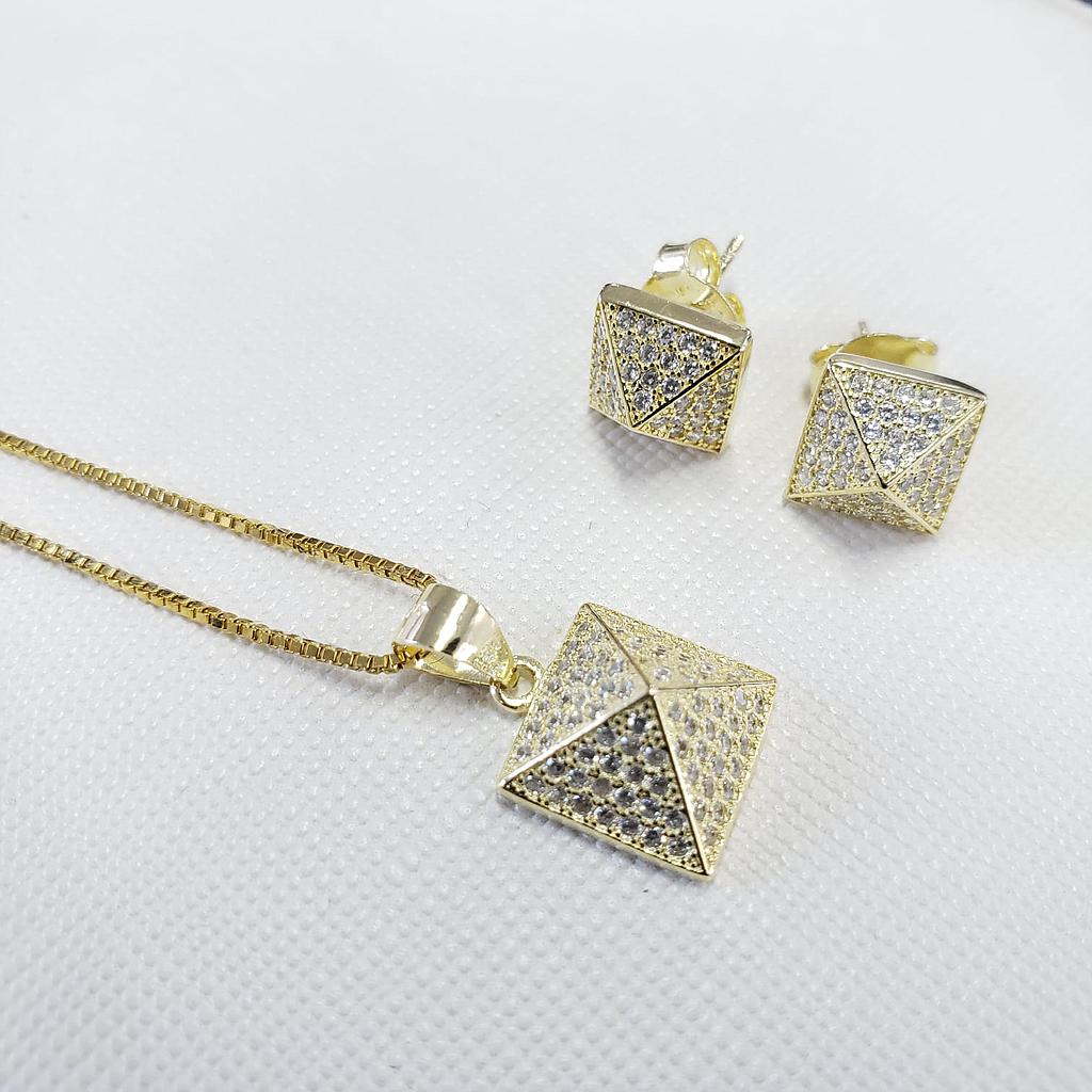 CONJUNTO SILVER/GOLD PIRAMIDE PLATA 925