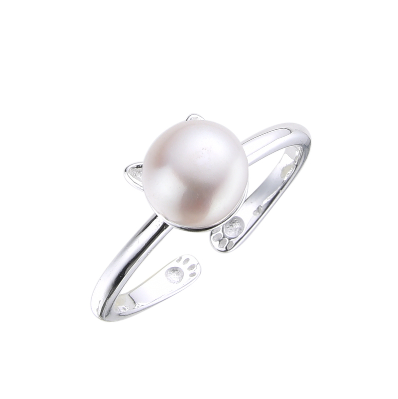ANILLO AJUSTABLE DE GATO EN FORMA DE PERLA 7MM CON OREJAS