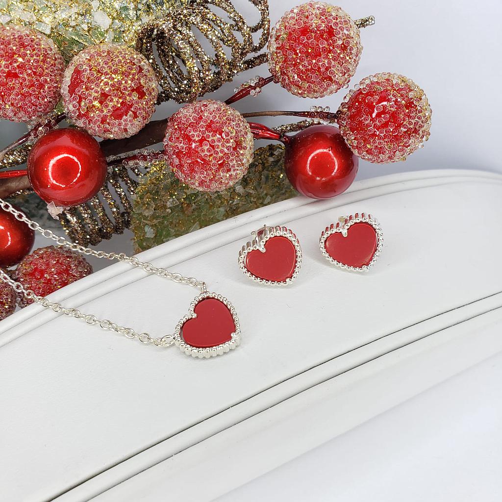 CONJUNTO DE CORAZON VAN CLEEF PLATA 925 MEDIANO