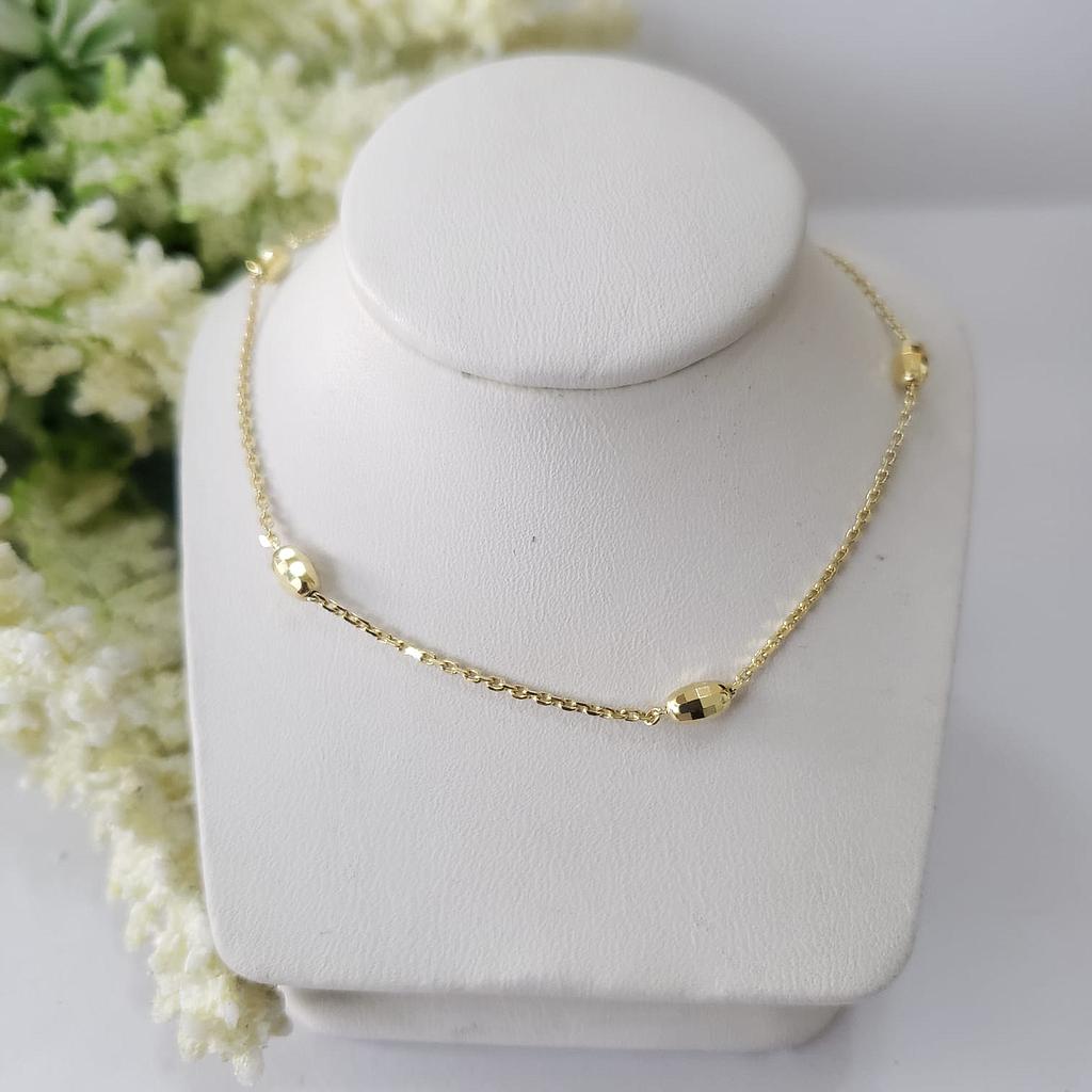 CADENA DE BORLAS DORADAS PLATA 925 CON BAÑO EN ORO