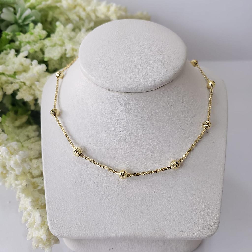 CADENA DE BORLAS DORADAS PLATA 925 CON BAÑO EN ORO